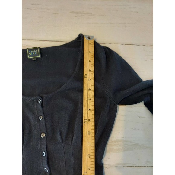 colourworks black cardigan button front ,size small 3/4 sleeve - Picture 6 of 10